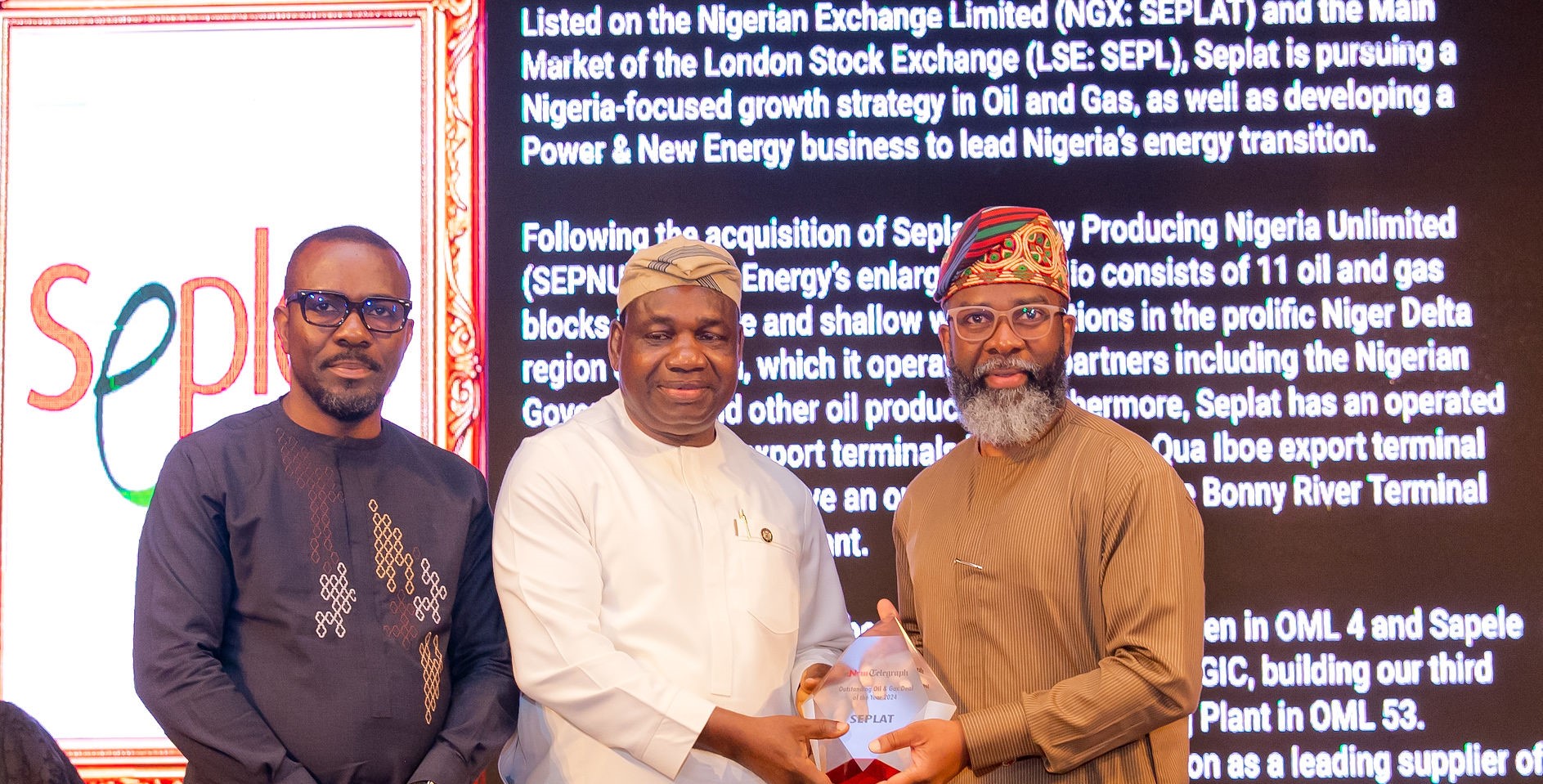 Seplat Energy carts away �Deal of the Year� at New Telegraph Award