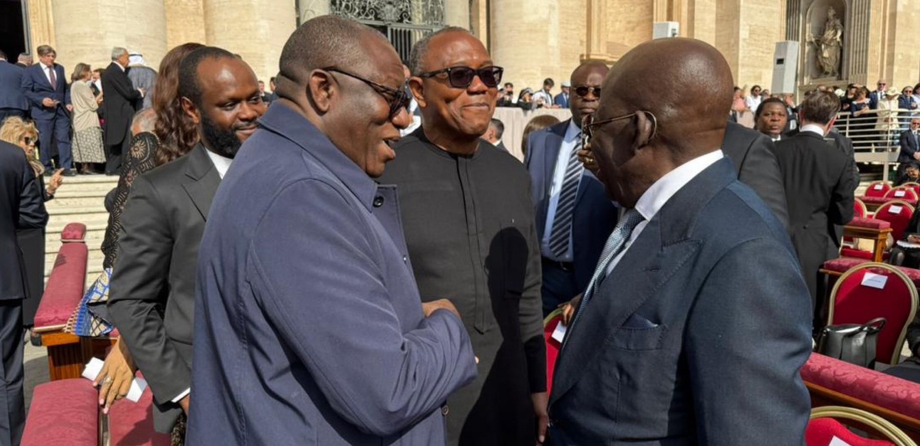 I should be welcoming you and Peter, I�m your Head here, Tinubu jokes with Obi, Fayemi in Rome