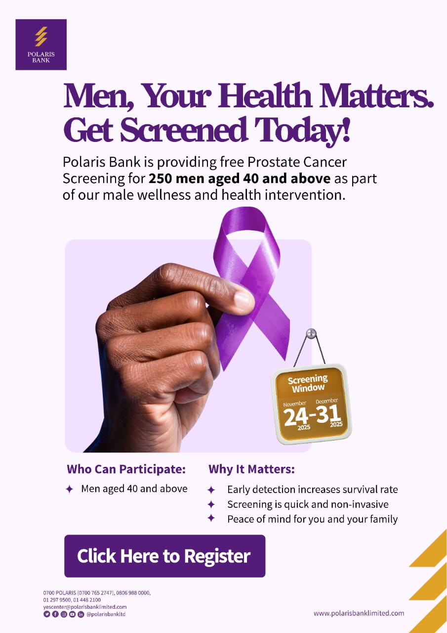 Int'l Men's Day: Polaris Bank in Partnership with Men's Clinic offers free Prostate Cancer Screening to 250 